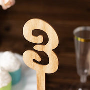 20 Wooden 11" 1-20 Table Numbers on Sticks with Round Holder Base - Natural WOD_METLTR08_SET_NAT