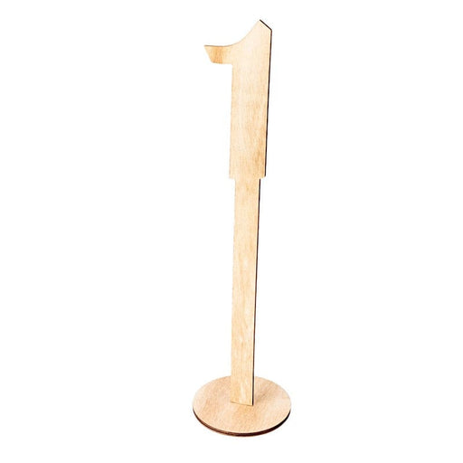 20 Wooden 11" 1-20 Table Numbers on Sticks with Round Holder Base - Natural WOD_METLTR08_SET_NAT