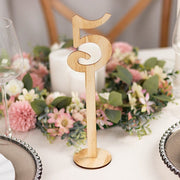 20 Wooden 11" 1-20 Table Numbers on Sticks with Round Holder Base - Natural WOD_METLTR08_SET_NAT