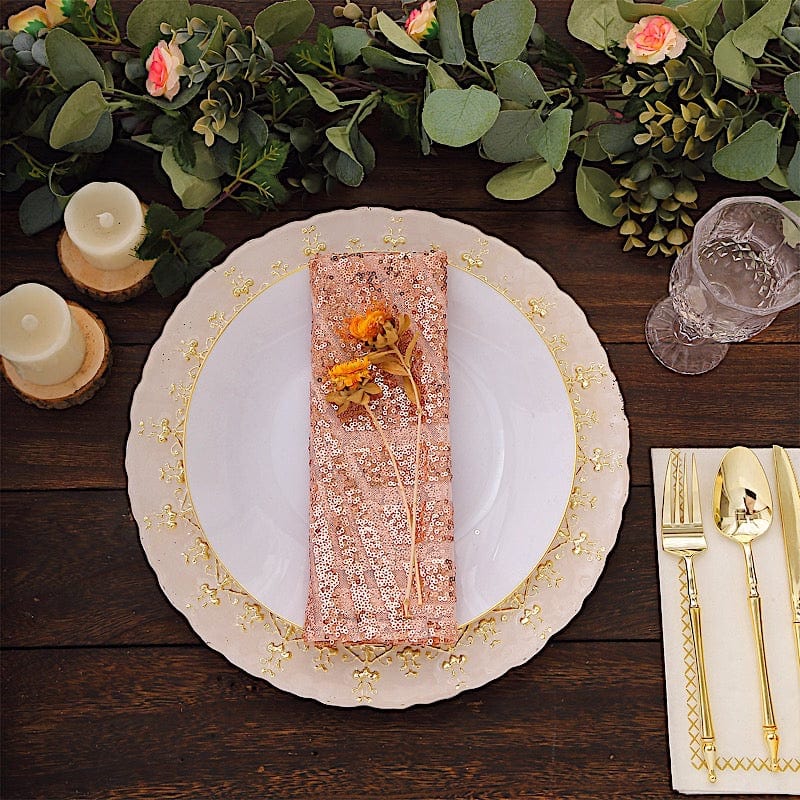 20" x 20" Geometric Diamond Glitz Sequin Dinner Napkins