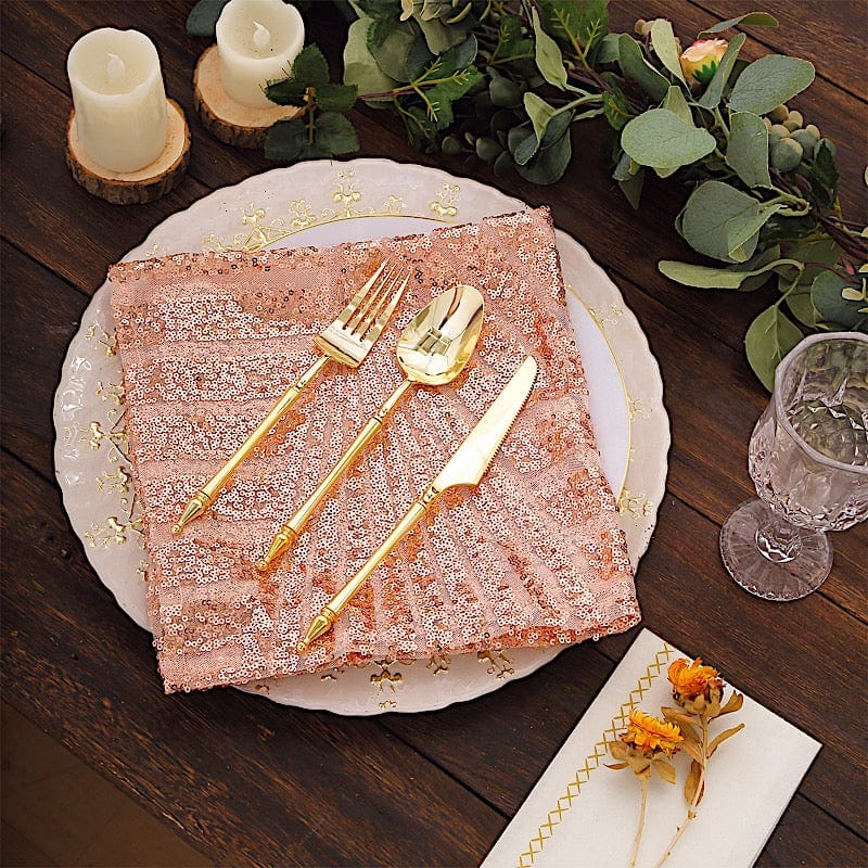 20" x 20" Geometric Diamond Glitz Sequin Dinner Napkins