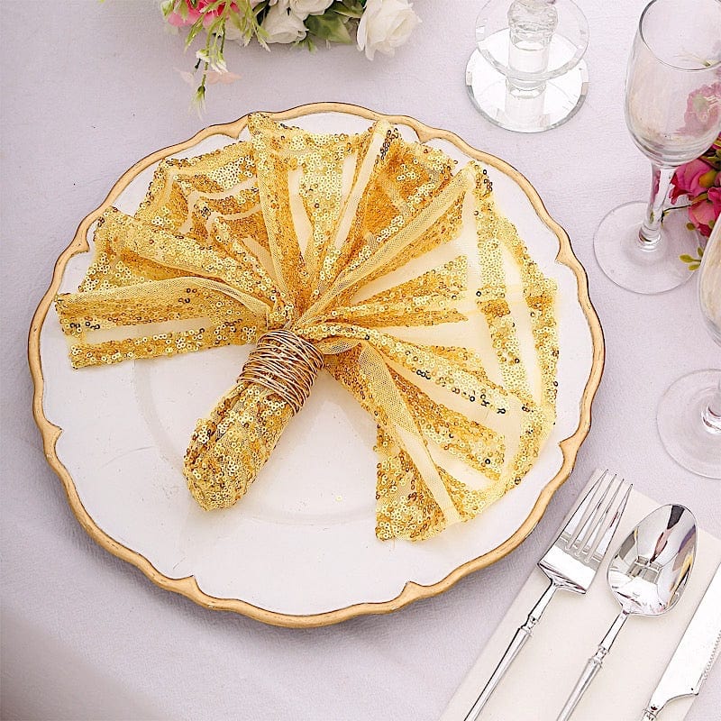 20" x 20" Geometric Diamond Glitz Sequin Dinner Napkins