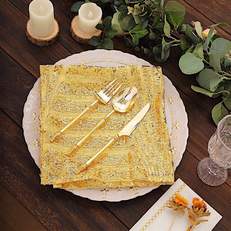 20" x 20" Geometric Diamond Glitz Sequin Dinner Napkins