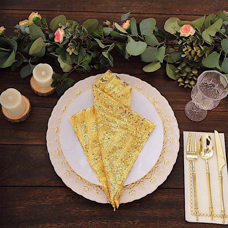 20" x 20" Geometric Diamond Glitz Sequin Dinner Napkins