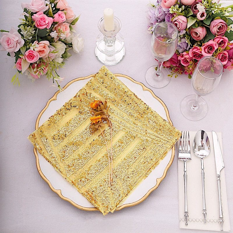 20" x 20" Geometric Diamond Glitz Sequin Dinner Napkins