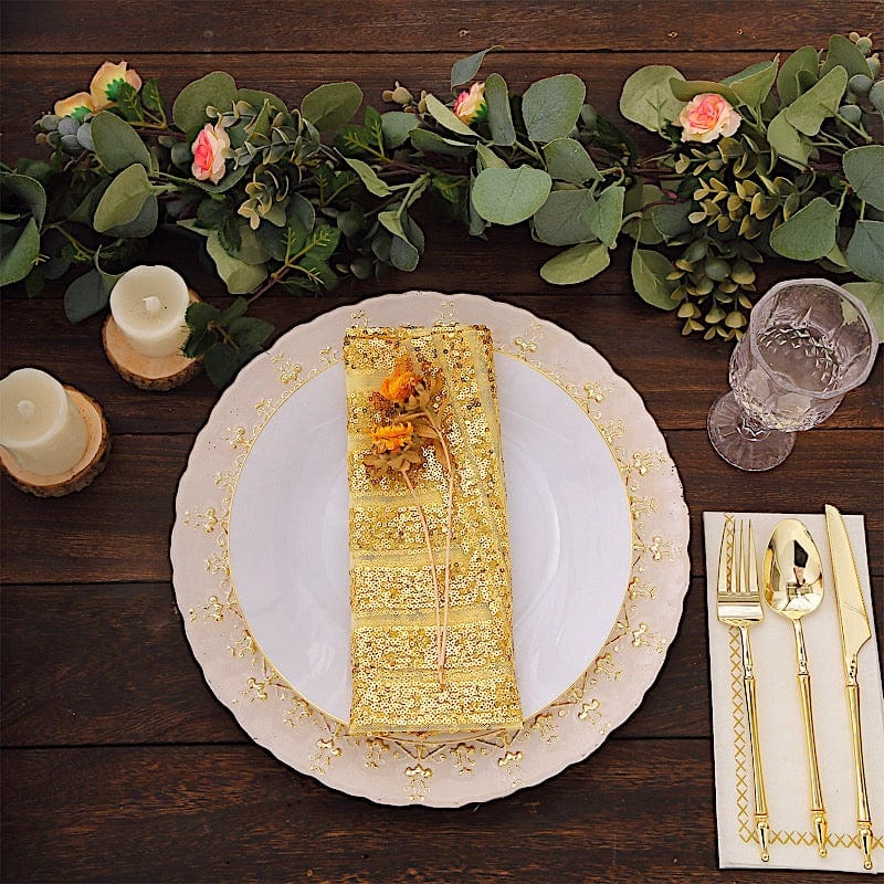 20" x 20" Geometric Diamond Glitz Sequin Dinner Napkins