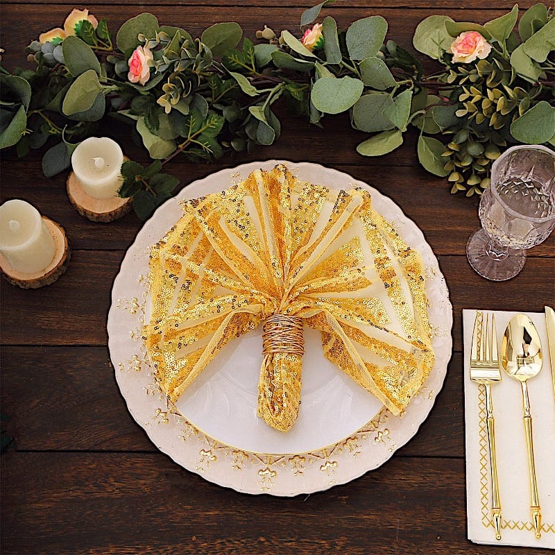 20" x 20" Geometric Diamond Glitz Sequin Dinner Napkins