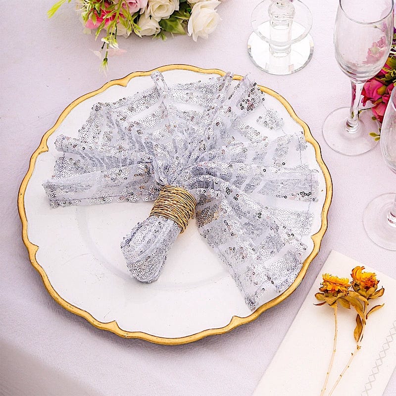 20" x 20" Geometric Diamond Glitz Sequin Dinner Napkins