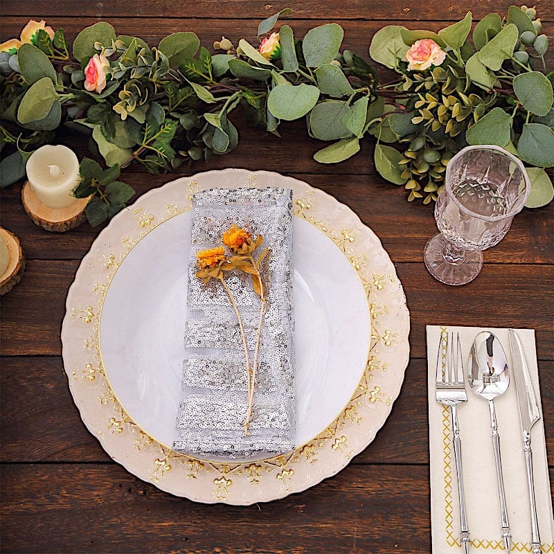 20" x 20" Geometric Diamond Glitz Sequin Dinner Napkins