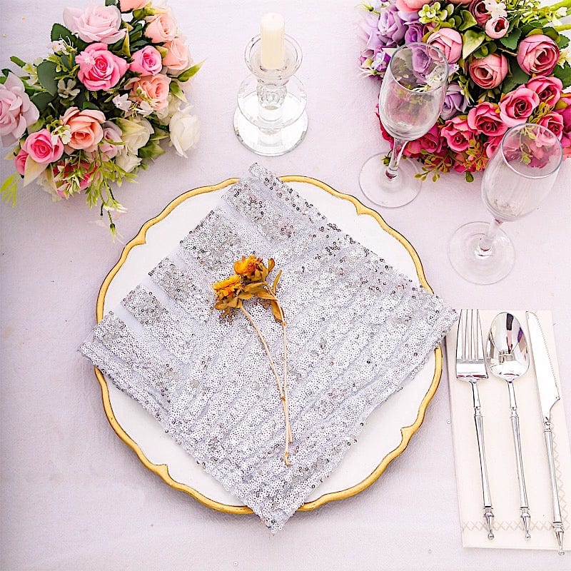 20" x 20" Geometric Diamond Glitz Sequin Dinner Napkins
