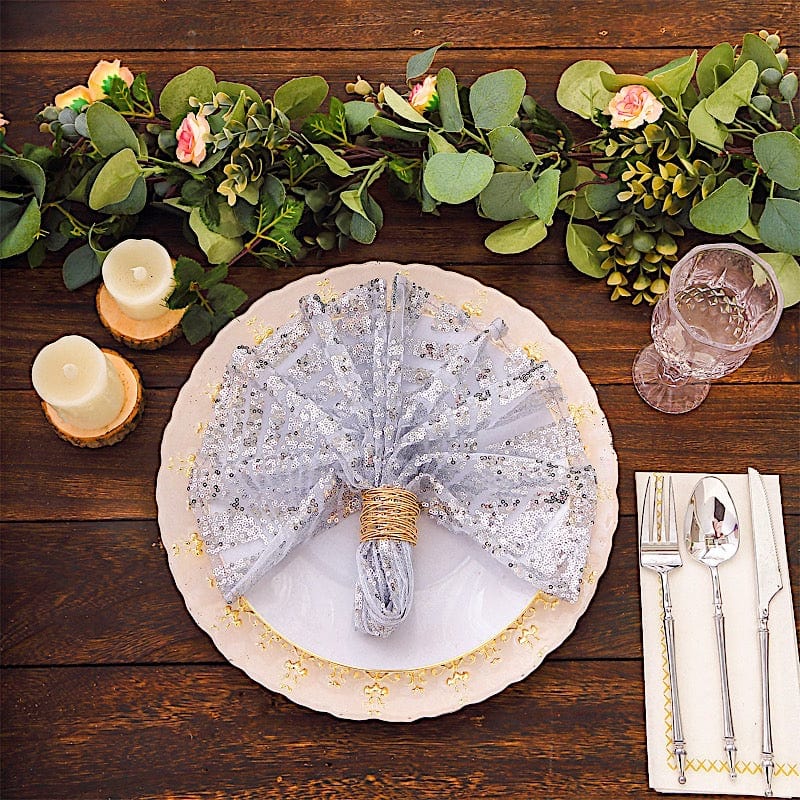 20" x 20" Geometric Diamond Glitz Sequin Dinner Napkins