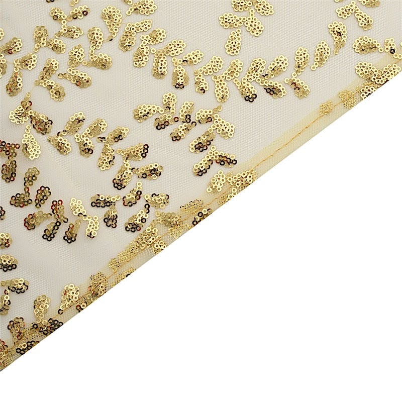 20" x 20" Sparkly Leaf Vine Embroidered Sequin Tulle Cloth Dinner Napkins NAP_02_FLOR_054