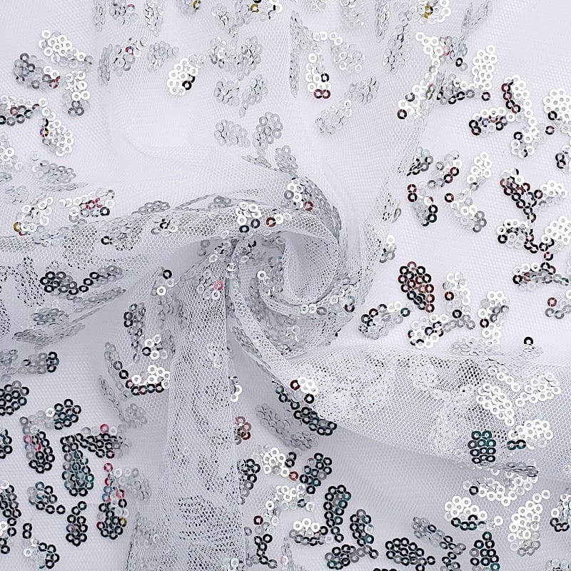 20" x 20" Sparkly Leaf Vine Embroidered Sequin Tulle Cloth Dinner Napkins NAP_02_FLOR_054