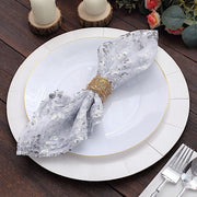 20" x 20" Sparkly Leaf Vine Embroidered Sequin Tulle Cloth Dinner Napkins NAP_02_FLOR_054