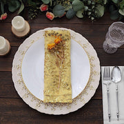 20" x 20" Sparkly Leaf Vine Embroidered Sequin Tulle Cloth Dinner Napkins NAP_02_FLOR_054