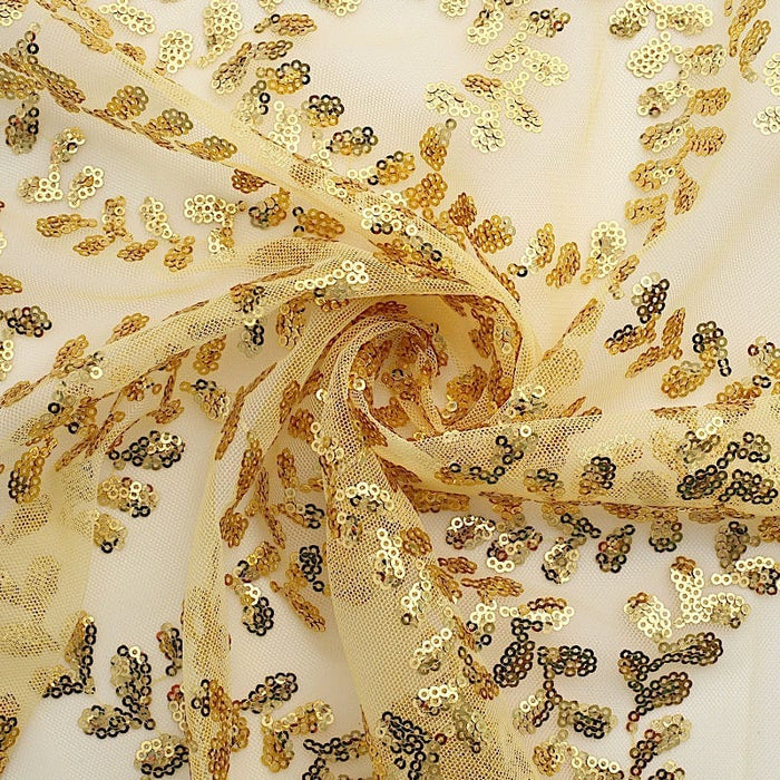 20" x 20" Sparkly Leaf Vine Embroidered Sequin Tulle Cloth Dinner Napkins NAP_02_FLOR_054
