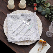 20" x 20" Sparkly Leaf Vine Embroidered Sequin Tulle Cloth Dinner Napkins NAP_02_FLOR_054