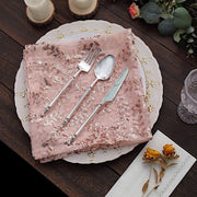 20" x 20" Sparkly Leaf Vine Embroidered Sequin Tulle Cloth Dinner Napkins NAP_02_FLOR_054