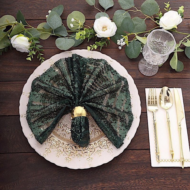 20" x 20" Tulle Net Fabric Napkin with Sequins and Geometric Pattern