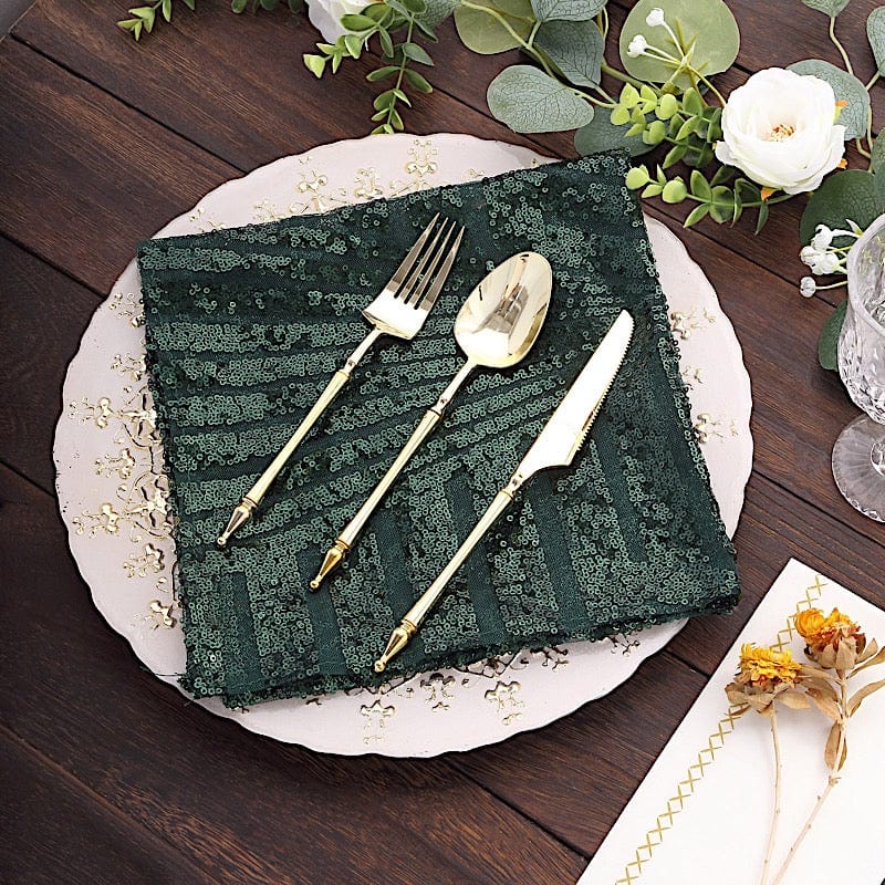 20" x 20" Tulle Net Fabric Napkin with Sequins and Geometric Pattern