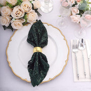 20" x 20" Tulle Net Fabric Napkin with Sequins and Geometric Pattern NAP_02G_HUNT