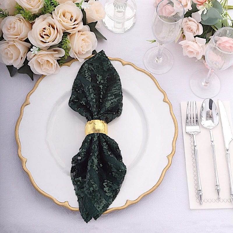 20" x 20" Tulle Net Fabric Napkin with Sequins and Geometric Pattern NAP_02G_HUNT