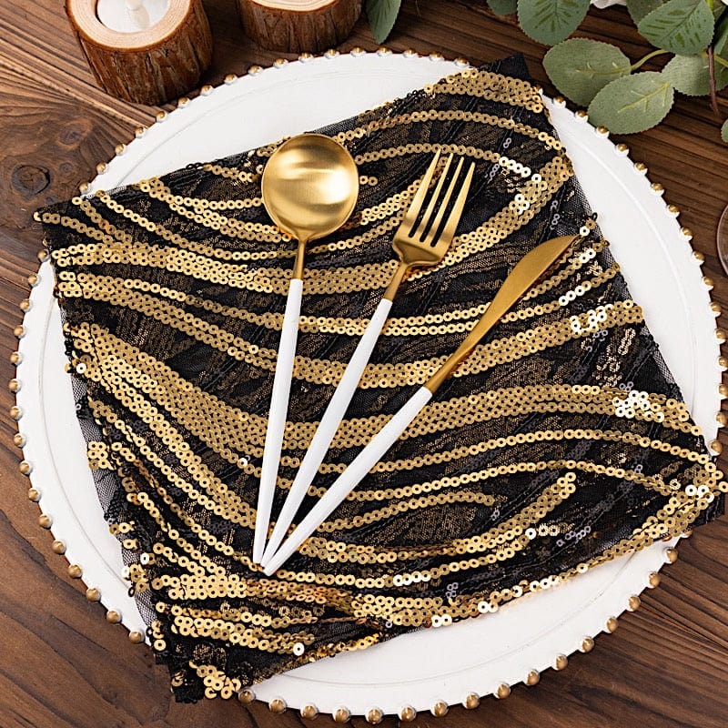 20" x 20" Wave Embroidered Sequin Mesh Dinner Napkin