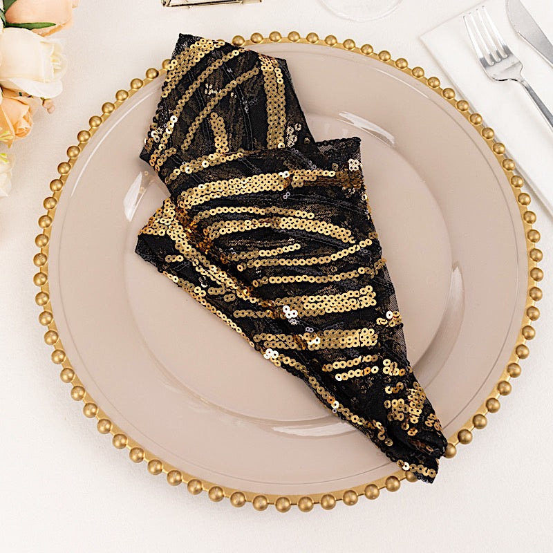20" x 20" Wave Embroidered Sequin Mesh Dinner Napkin