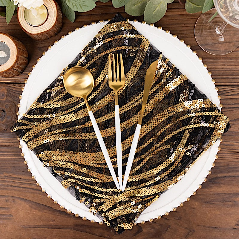 20" x 20" Wave Embroidered Sequin Mesh Dinner Napkin
