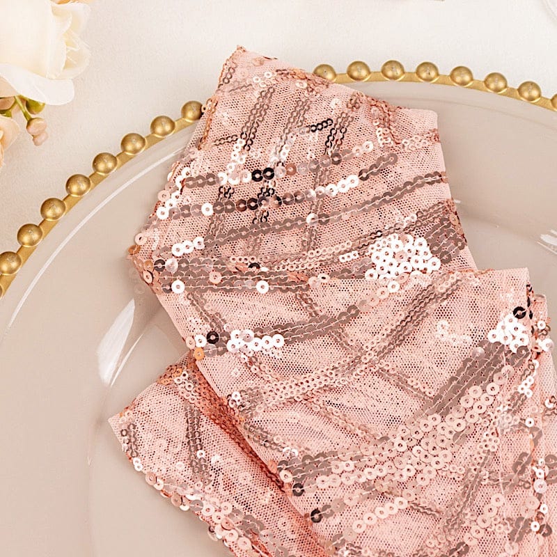 20" x 20" Wave Embroidered Sequin Mesh Dinner Napkin