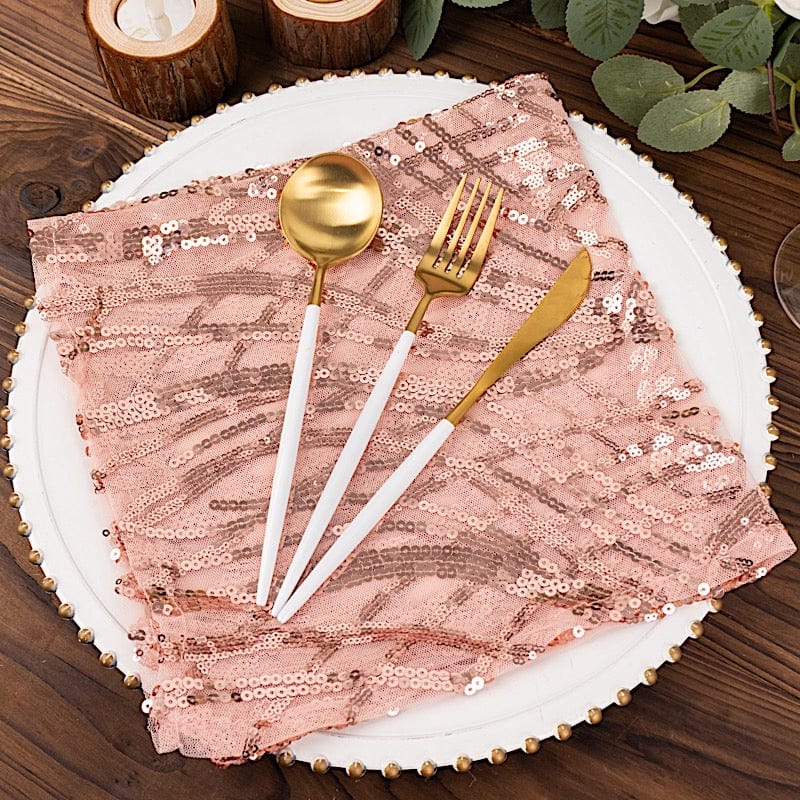 20" x 20" Wave Embroidered Sequin Mesh Dinner Napkin