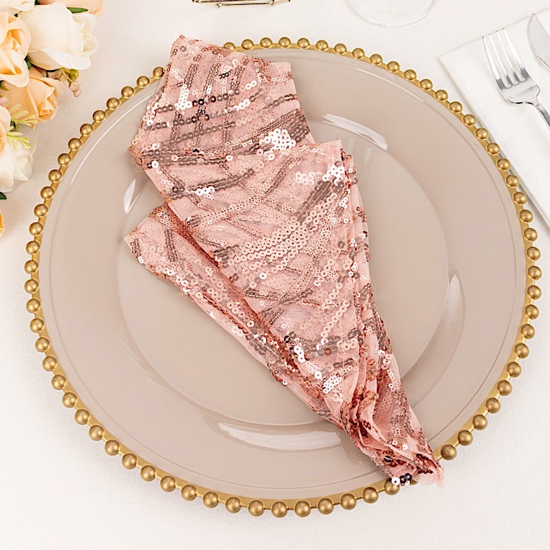 20" x 20" Wave Embroidered Sequin Mesh Dinner Napkin