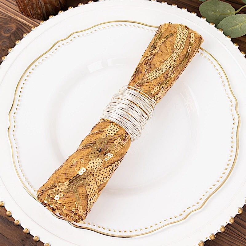 20" x 20" Wave Embroidered Sequin Mesh Dinner Napkin