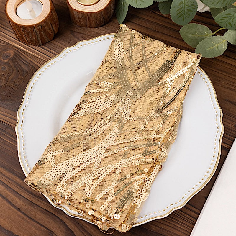 20" x 20" Wave Embroidered Sequin Mesh Dinner Napkin