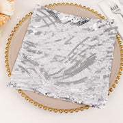 20" x 20" Wave Embroidered Sequin Mesh Dinner Napkin