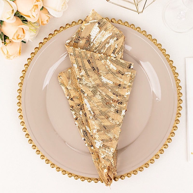 20" x 20" Wave Embroidered Sequin Mesh Dinner Napkin