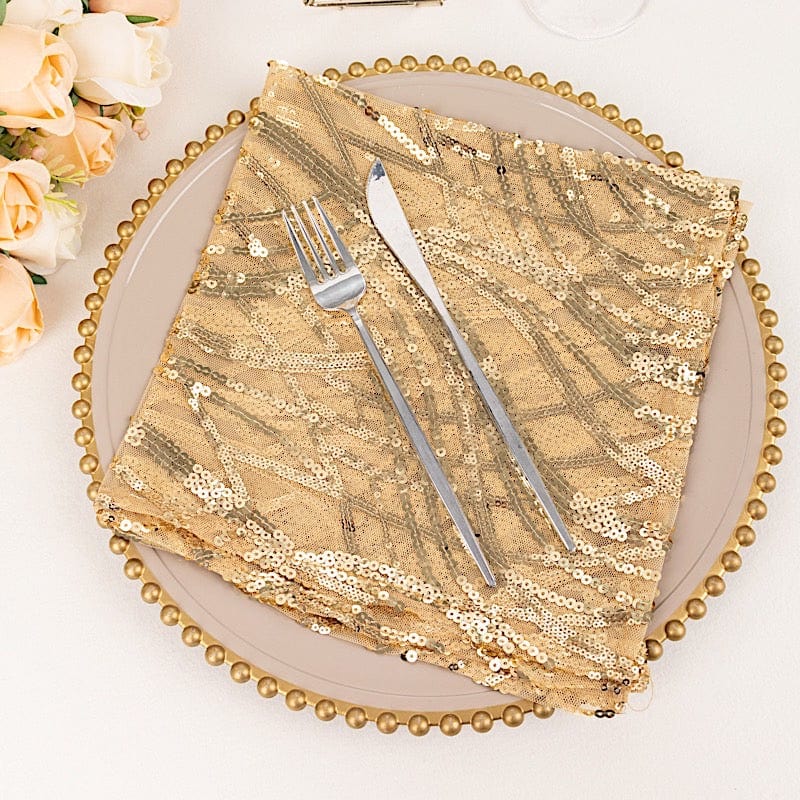 20" x 20" Wave Embroidered Sequin Mesh Dinner Napkin