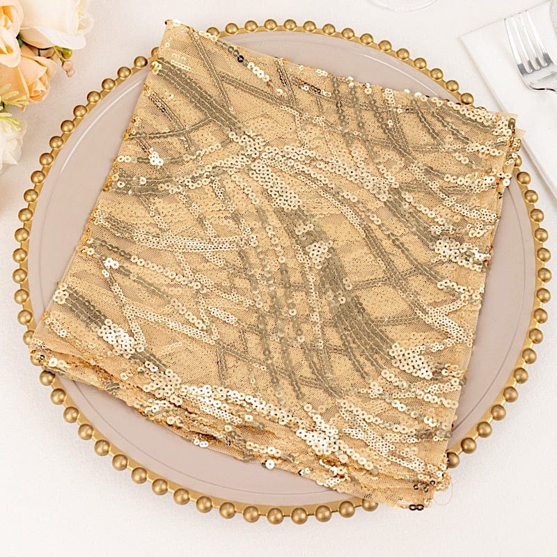 20" x 20" Wave Embroidered Sequin Mesh Dinner Napkin