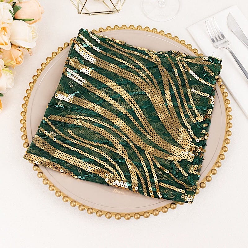 20" x 20" Wave Embroidered Sequin Mesh Dinner Napkin