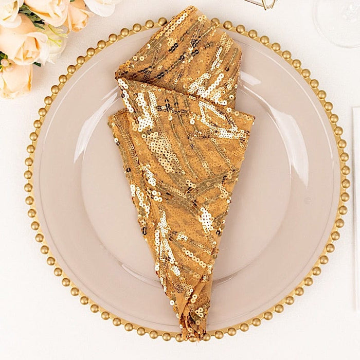 20" x 20" Wave Embroidered Sequin Mesh Dinner Napkin