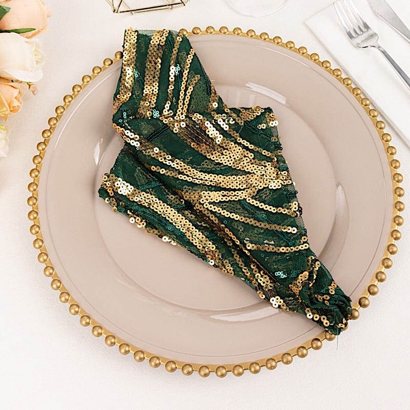 20" x 20" Wave Embroidered Sequin Mesh Dinner Napkin