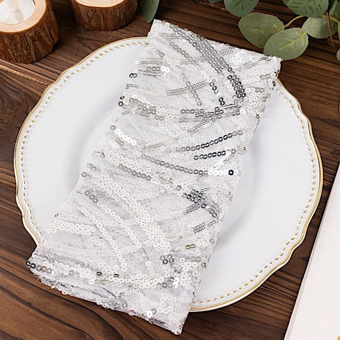 20" x 20" Wave Embroidered Sequin Mesh Dinner Napkin
