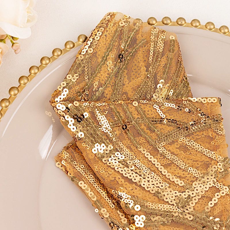 20" x 20" Wave Embroidered Sequin Mesh Dinner Napkin