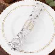 20" x 20" Wave Embroidered Sequin Mesh Dinner Napkin