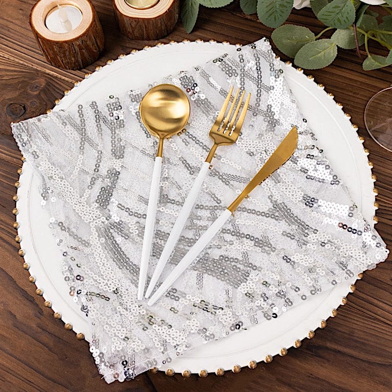 20" x 20" Wave Embroidered Sequin Mesh Dinner Napkin