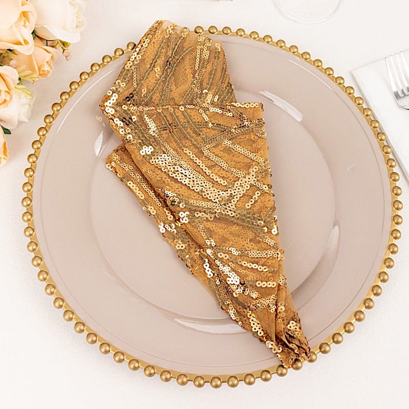20" x 20" Wave Embroidered Sequin Mesh Dinner Napkin
