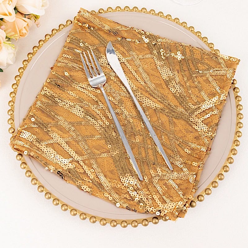 20" x 20" Wave Embroidered Sequin Mesh Dinner Napkin