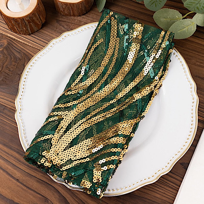 20" x 20" Wave Embroidered Sequin Mesh Dinner Napkin