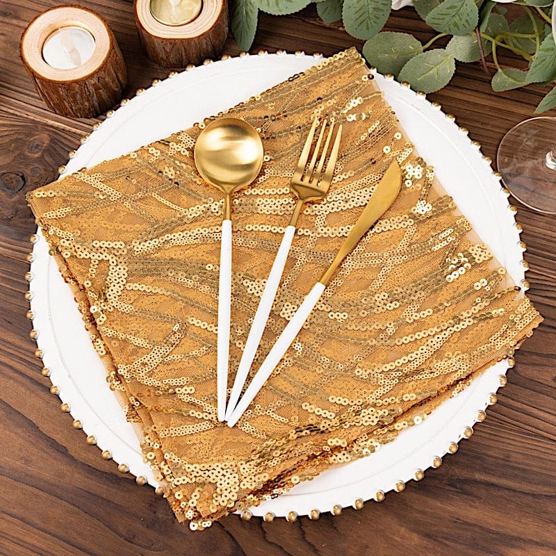 20" x 20" Wave Embroidered Sequin Mesh Dinner Napkin