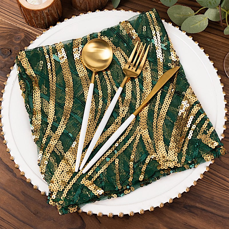 20" x 20" Wave Embroidered Sequin Mesh Dinner Napkin